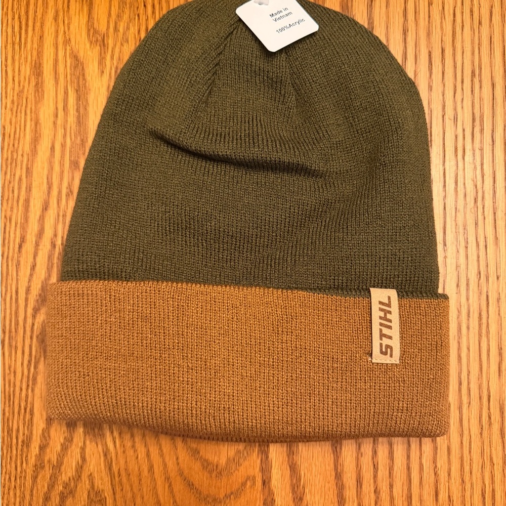 STIHL Olive and Tan Beanie Hat